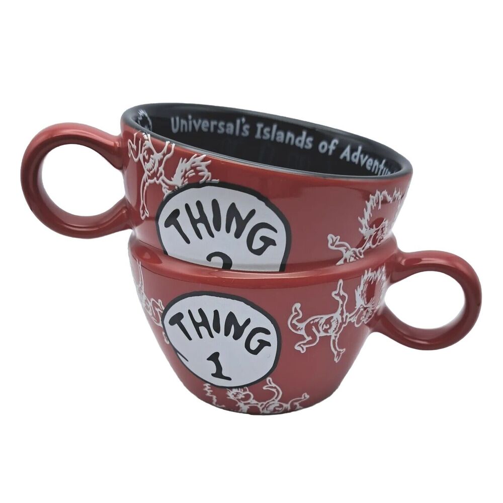 Dr Seuss Double Stacked Coffee Mug Tea Cup Thing 1 Thing 2 Red Universal Studios